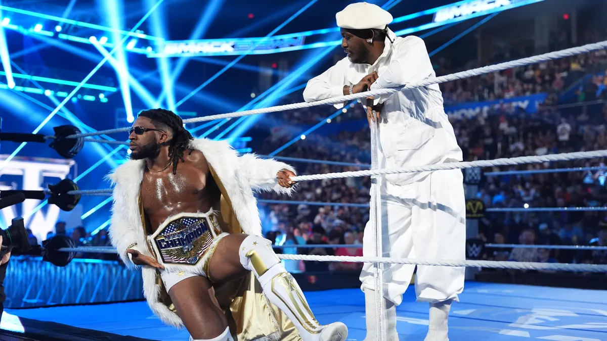Trick Williams Receives Custom WWE USA Title from Lil Yachty