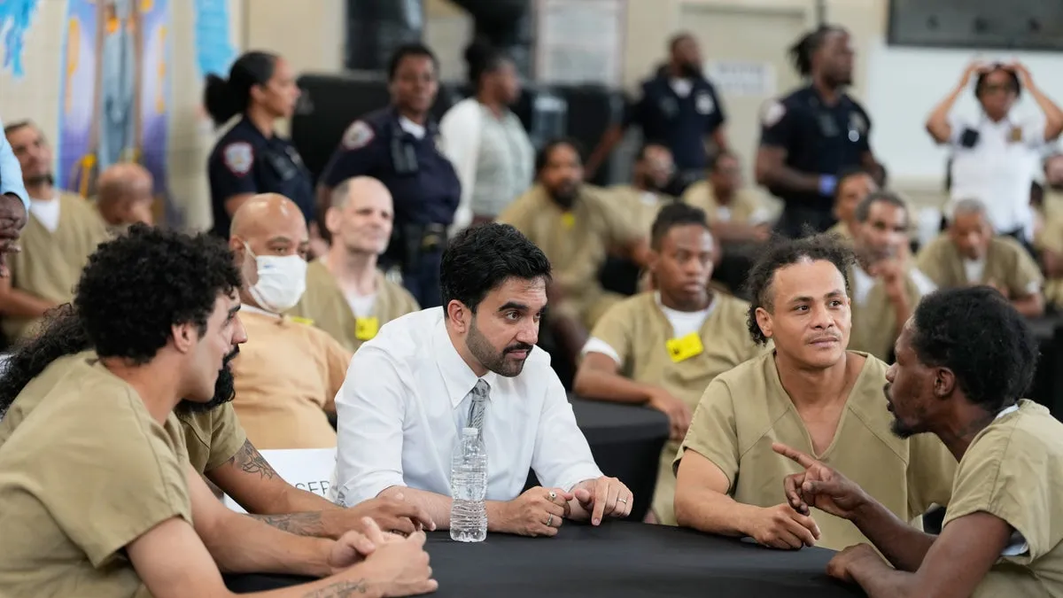 NYC Mayor Attends World Cup Watch Party at Rikers Island