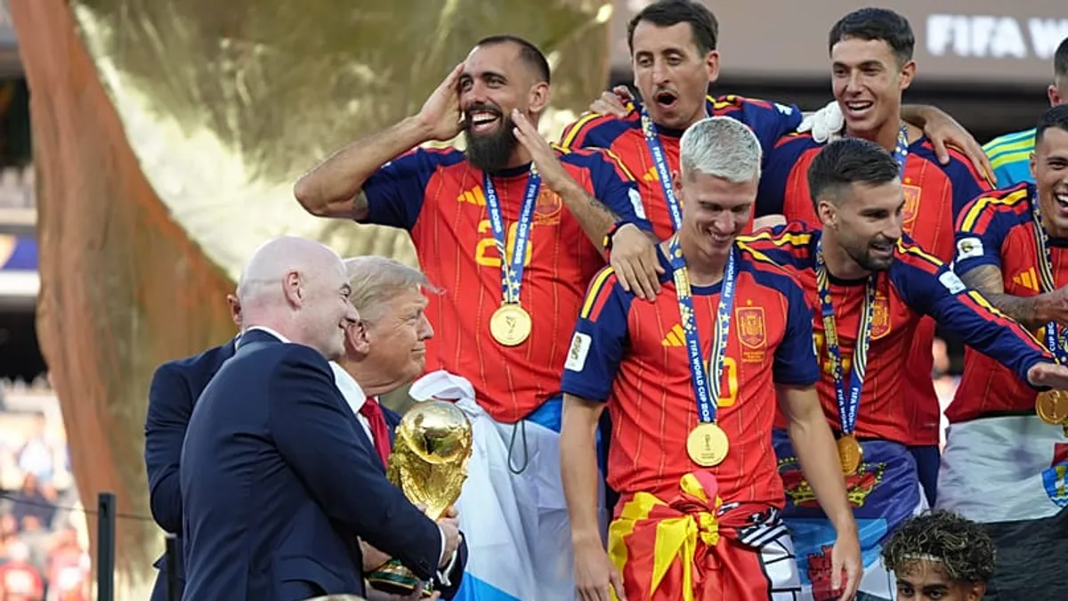Trump's Post-Win Podium Presence Sparks Viral Frenzy After Spain's World Cup Victory