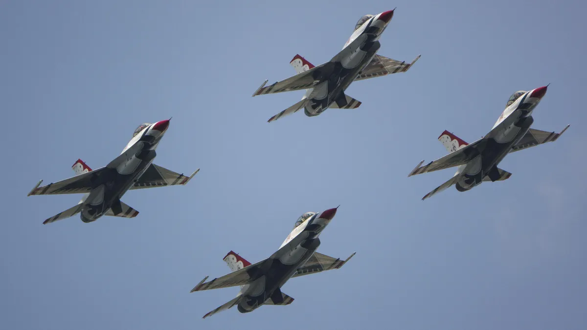F-16 Fighter Jet Soars Over Air Force Football Practice